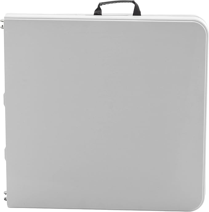 BTEXPERT Set of 2, 4 Feet Plastic Folding Table Height Adjustable Portable Carrying Handle Indoor Outdoor Picnic Camping Office Home Party, White, Fold in Half