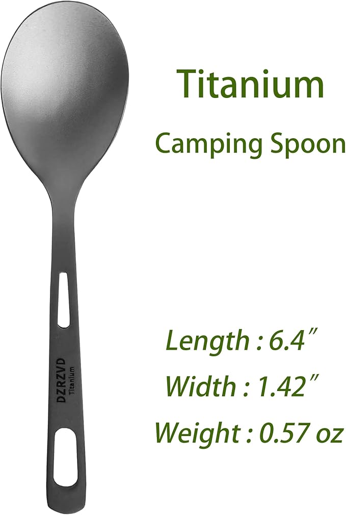 Titanium Spork and Spoon, 6.8" Camping Spork and Soup Spoon, Ultra-Light Eco-Friendly Travel Cutlery Set