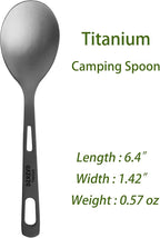Titanium Spork and Spoon, 6.8" Camping Spork and Soup Spoon, Ultra-Light Eco-Friendly Travel Cutlery Set