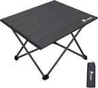 PTEROMY Medium Folding Camping Table, Portable Beach Table with Ultralight Aluminum Tabletop for Travel, Outdoor, Camping, Picnics, and BBQs (Black)