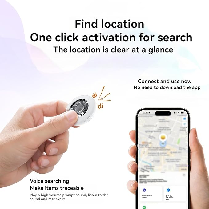 Mini GPS Tracker for Vehicles, Smart Tag Tracking Device, Key Finder Locator with Sound, Car Tracker No Subscription Work with Find My(iOS Only) for Kids, Dogs, Key, Luggage (Black)