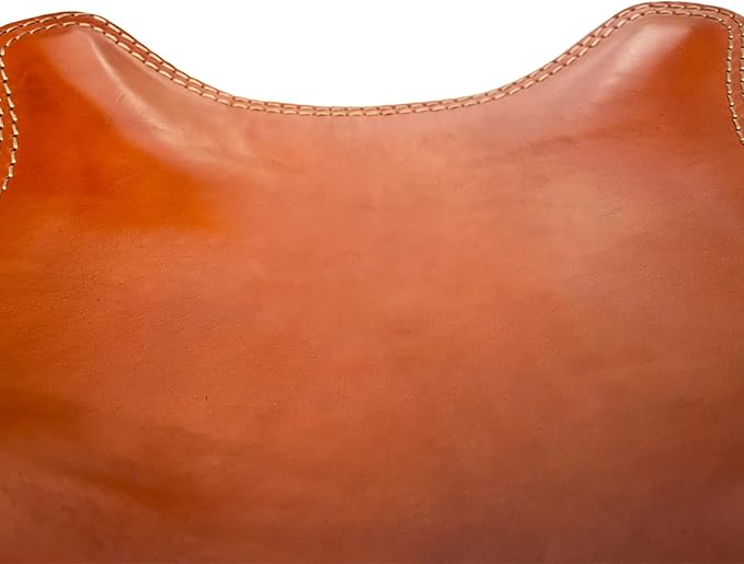 Leather Stool 4-Legs, Portable Beech Wood Artist Folding Stool, Italian Top Vegetable Tanned Leather Seat, Home Fashion Genuine Leathers Director’s Stool for Home Outdoor Camping Fishing