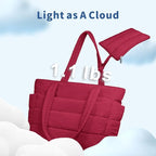TOPDesign Puffer Tote Bag for Women, Lightweight Puffy Handbag with Compartments, Quilted Shoulder Bag for Work, Travel, Gym