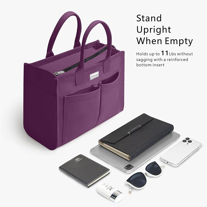 TOPDesign Heavy-Duty Canvas Tote Bag for Women, Adjustable Crossbody/Shoulder Handbag with 9 Pockets, Everything Tote