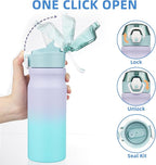 BJPKPK Water Bottle With Straw 18oz Insulated Water Bottles Reusable Stainless Steel Metal Thermo With Leak Proof Lockable Lid And Carry Handle,Lavender Green