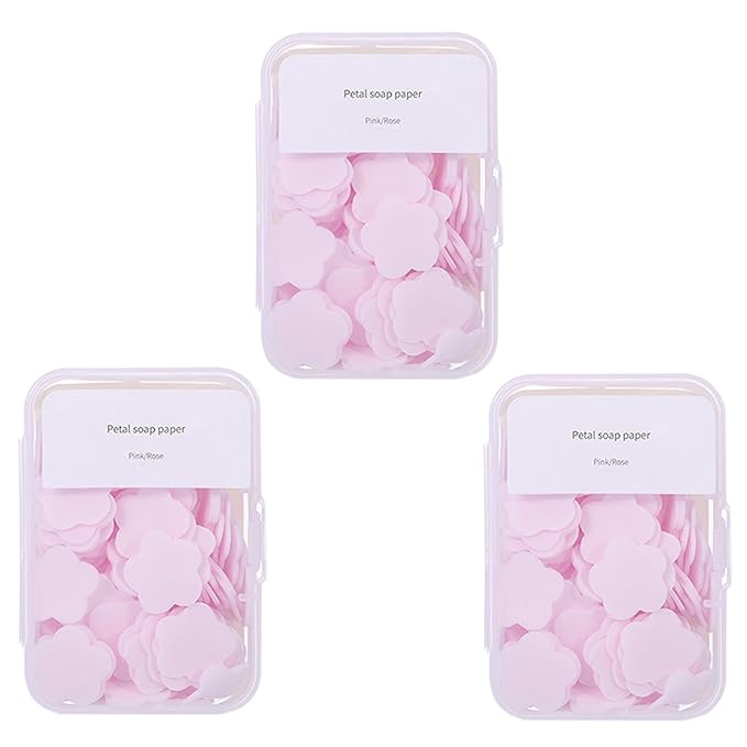 300pcs Portable Hand Washing Soap Sheets, Scented Mini Soap Sheets, Disposable Soluble Soap for Outdoor Travel, Camping, Hiking (Pink)