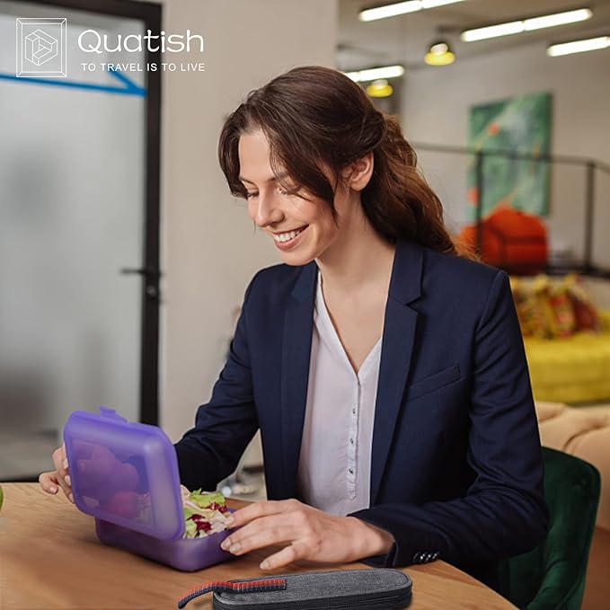 Travel Utensils with Case, Quatish Portable Silverware Set for Work, Stainless Steel Reusable Travel Cutlery Set, Fork and Spoon Set for Camping, Picnic, Gadgets, Lunch Box for Men, Blue