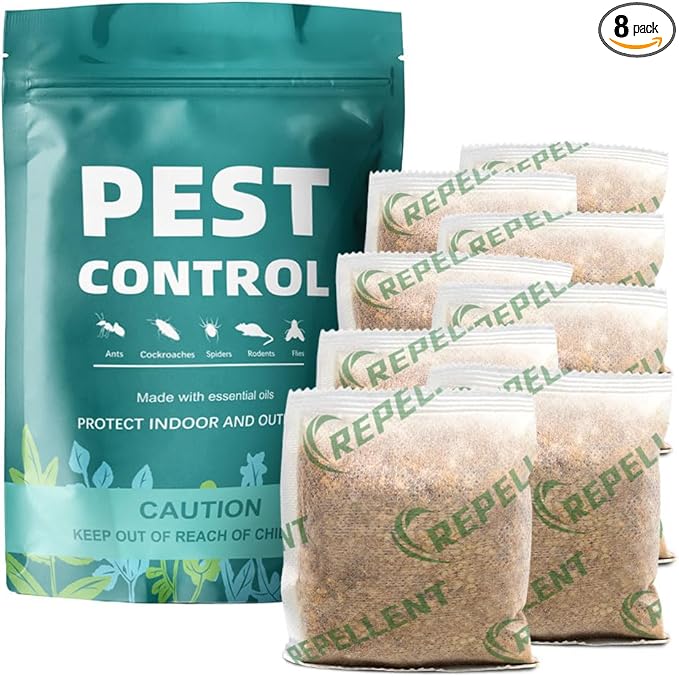 Pest Control Pouches, Rodent Repellent Repel Mice, Mouse, Rats, Ants, Roaches, Spiders, Moths & Other Pest, Mouse Rat Repellent Safe for Kids & Pets, Mice Repellent 8P