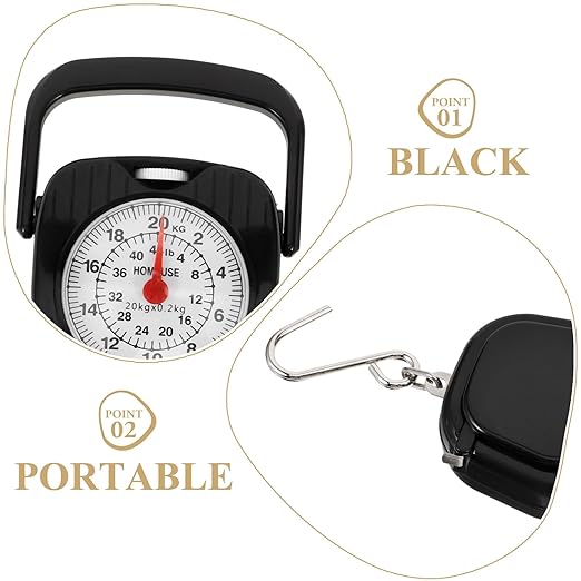 Mechanical Luggage Scale 20kg Handheld Spring Mini Travel Suitcase Scale with Measuring Tape for Fishing and Parcel Weighing