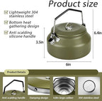 Camping Kettle Camp Tea Coffee Pot, 1L Stainless Steel Outdoor Campfire Camp kettle, Portable Lightweight Teapot Fast Heating Boiling Water, Ideal for Hiking Picnic Travel, Green