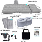 SAYGOGO Inflatable Travel Mattress - Thickened Camping Bed Sleeping Pad with Air Pump, 2 Pillows for SUV, Sedan, Pickup Back Seat - Grey