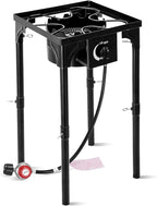 Outdoor Camping Stove, 130000 BTU, Propane Gas Cooker with Detachable Legs, High Pressure Single Burner, 30 PSI Regulator