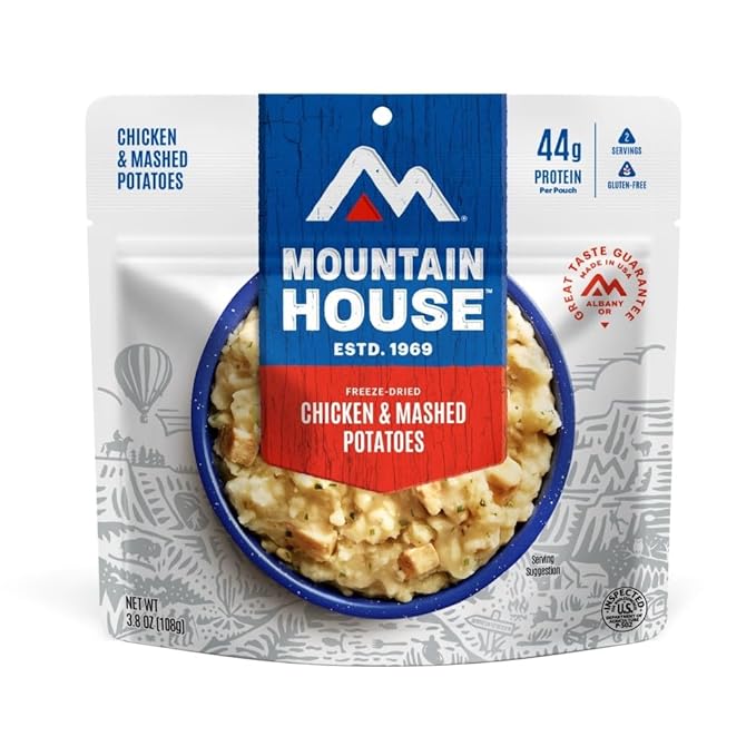 Mountain House GlutenFree Chicken & Mashed Potatoes FreezeDried Food for Camping, 12 Servings, 30Year ShelfLife