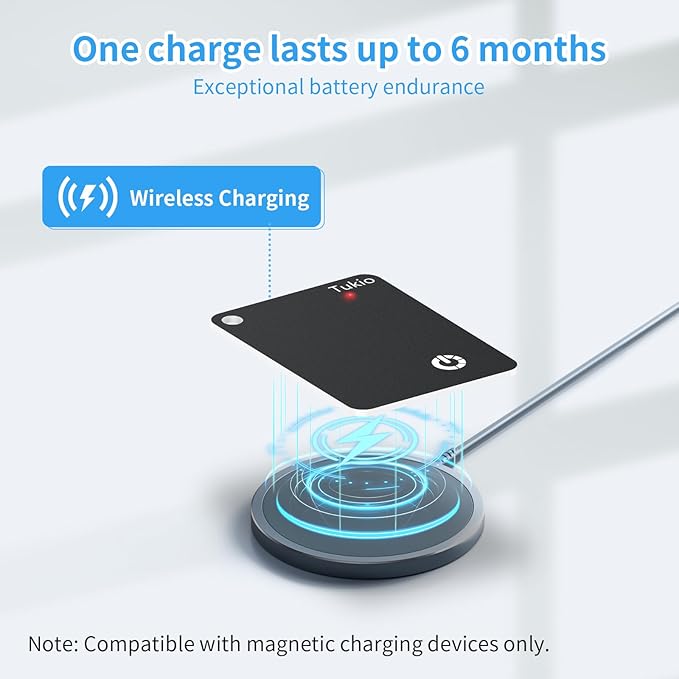 Smart Air Tracker Tag [Apple MFi Certified]- Compatible with Apple Find My (iOS only), Bluetooth Tracker Smart Card Wallet Finder with Wireless Charging, 0.11in Slim, Item Locator for Luggage Tags.