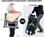 Heavy Duty Portable Folding Camping Chair for Adults with Padded | for Outdoor & Sports, Backpacking, Beach, Lawn, Hunting, Tailgating, Fishing | Supports 400 Lbs (Double, Beige)