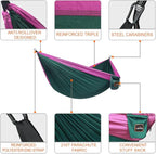 Camping Hammock, Super Lightweight Portable Parachute Hammock with Two Tree Straps Single or Double Nylon Travel Tree Hammocks for Camping Backpacking Hiking