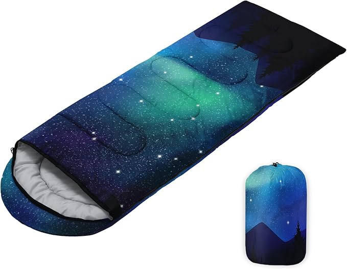 Sleeping Bags for Adults Youth Kids,3D Printing Camping Sleeping Bag for Girls Boys Lightweight Waterproof Cold/Warm Weather Sleeping Bag for 3 Seasons