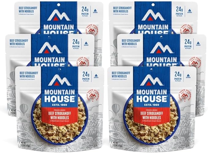 Mountain House Beef Stroganoff with Noodles | Freeze Dried Backpacking & Camping Food | 6-Pack