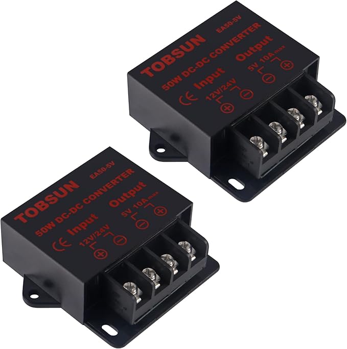 2-Pack 12V to 5V Converter, DC 12V 24V to 5V 10A Step Down Converter Adapter DC Voltage Reducer Regulator Power Supplies Transformer Module