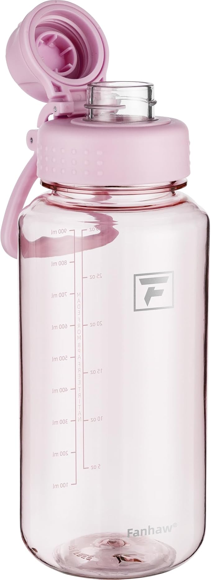 Fanhaw 32 oz Clear Water Bottle with Fast-Flow Spout Lid, BPA-Free Tritan, Wide Mouth, Leakproof, Reusable Bottle for Gym, School, Office, Travel (Cherry Blossom)