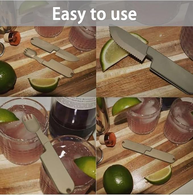 2 in 1 Camping Eating Utensils Set, Reusable Magnetic Camping Utensils Set for Outdoor Grill, Portable Detachable Knife Spork Combo,for Hiking, Backpacking, Picnic, Outdoor Cooking