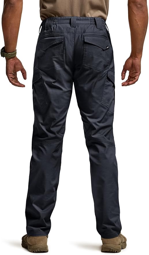 CQR Men's Flex Ripstop Tactical Pants, Water Resistant Stretch Cargo Pants, Lightweight EDC Hiking Work Pants