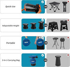 2025 Upgraded Collapsible Stool & 3IN1 Cushioned Carry Bag, Portable Telescopic Camping Chair, Adjustable Height Folding Step Stool Retractable Seat or Footrest for Outdoors & Indoor, Max 620lbs