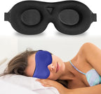 3D Sleep Mask for Side Sleepers – 100% Light Blocking Eye Mask for Sleeping, Zero Eye Pressure, Soft Breathable Memory Foam, Adjustable Strap for Travel, Men & Women (Blue)