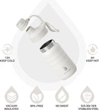 IDEUS Insulated Water Bottle 12oz, Stainless Steel Insulated Water Bottle For School, Insulated Bottles With Straws Leakproof, Vacuum Double Wall Water Bottles For Boys And Girls With 2 Lids, BPA Free