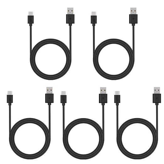 Smays USB to USB C Cable 6ft 5-Pack, Type C Phone Charger Cord Bulk, Black