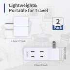SYCON 4 Outlet Wall Adapter with A Power Switch and Night Light, 2-Prong Extender Adapter Plug with 4 Electrical Outlets for Travel Home Hotel Office-White, 2 Pack