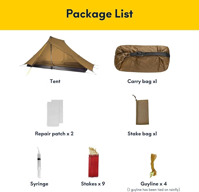 LANSHAN Ultralight Tent 3-Season Backpacking Tent for 1-Person or 2-Person Camping, Trekking, Kayaking, Climbing, Hiking