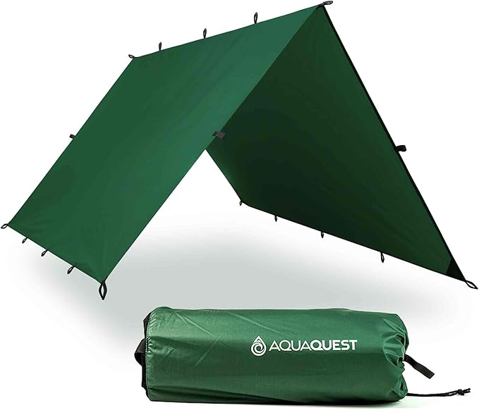 AquaQuest Safari Tarp – Lightweight Waterproof (5,000mm) Seam-Taped Ripstop Rain Fly for Backpacking, Thru-Hiking & Hammock Camping
