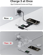 INIU 3 in 1 Charging Station Multiple Devices for Apple, 15W Magnetic Foldable Travel Wireless Charger for iPhone 16 pro max 15 14 13 12 Series, iWatch 10 9 8 SE/Ultra Series, AirPods 4 3 2 pro