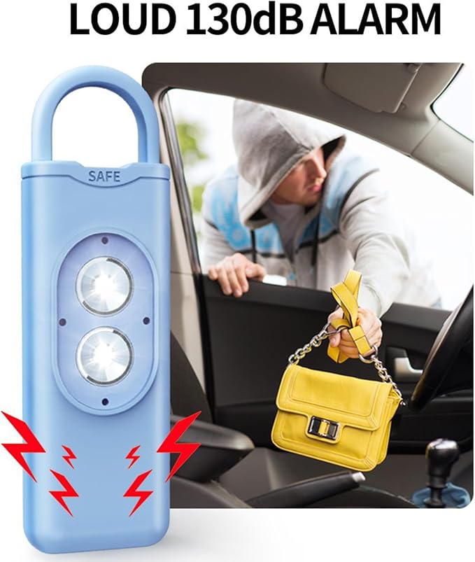 Halo-Siren Keychain, HaloSiren Personal Safety Alarm - 130db Loud Alarm Keychain with LED Strobe Light, Compact Emergency Siren (Double Flashing Lights - Black + Copper Ring)