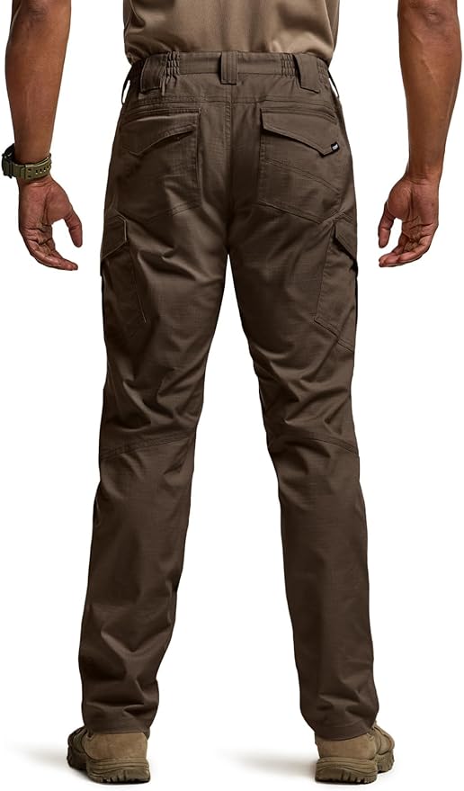 CQR Men's Flex Ripstop Tactical Pants, Water Resistant Stretch Cargo Pants, Lightweight EDC Hiking Work Pants