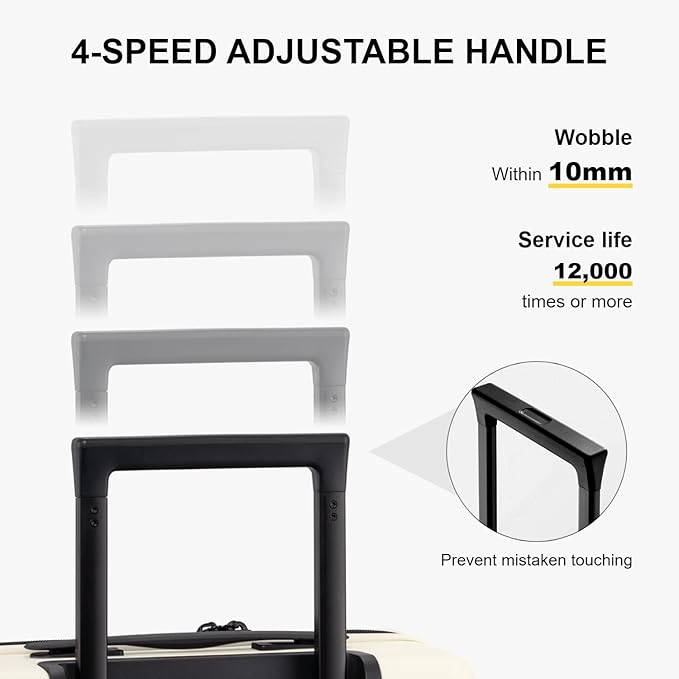 LEVEL8 Carry on Suitcase for Women Men, Carry-on Luggage Airline Approved, Travel Bag with Spinner Wheels, Lightweight Luminous Textured Hard Shell, Tsa Lock, 20 Inch, Cream White