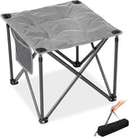 FUNDANGO Folding Camping Stool, 18.1 Inch Oversized Foot Stools 400 Lbs Heavy Duty Portable Padded Seat Anti-Slip Foots & Carry Bag for Fishing Outdoor Lawn Travel (Grey)