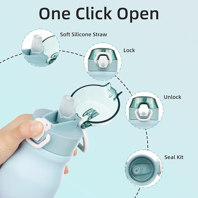 BJPKPK Stainless Steel Insulated Water Bottle With Straw Lid 25oz Reusable Metal Thermo Bottles Keep Cold And Hot,Ocean Dream