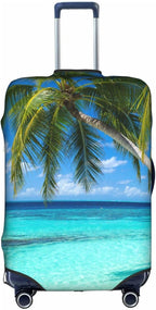 Tropical Beach Palm Tree Luggage Cover - Washable Elastic Baggage Protector with Zipper Closure for 22-24 Inch Wheeled Suitcase