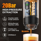 Portable Espresso Coffee Maker Rechargeable Self Heating Machine For Travel Car 3 in 1 Ground Coffee and NS Capsules 20 Bar Pressure Smart LED Display Camping Office With Stand Holder (GREEN)