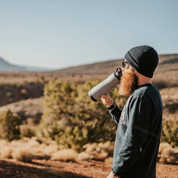 Epic Water Filters Vostok Stainless Steel Insulated Water Bottle and 75 Gallon Filter - Removes 99.99% of Water Impurities, 34oz,