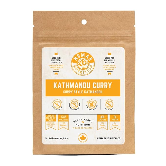 Nomad Nutrition Kathmandu Curry | Instant Freeze Dried Backpacking & Camping Food | Plant-Based, Non-GMO Hiking Meals with High-Energy, Vegan, Gluten-Free | 56g - 2 Pack