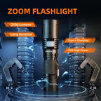 SuperFire Flashlights High Lumens Rechargeable, Powerful LED Pocket Flashlight with Clip, 2100 Lumens Waterproof Tactical Flash Light with Zoomable Focus, 5 Lighting Modes for Camping, Hiking, Working