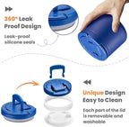 14oz Insulated Vacuum Food Jar with Buckle Lid,Soup Thermo for Hot Food Kids,Wide Mouth Leakproof Stainless Steel Lunch Container with Spoon-Light Blue