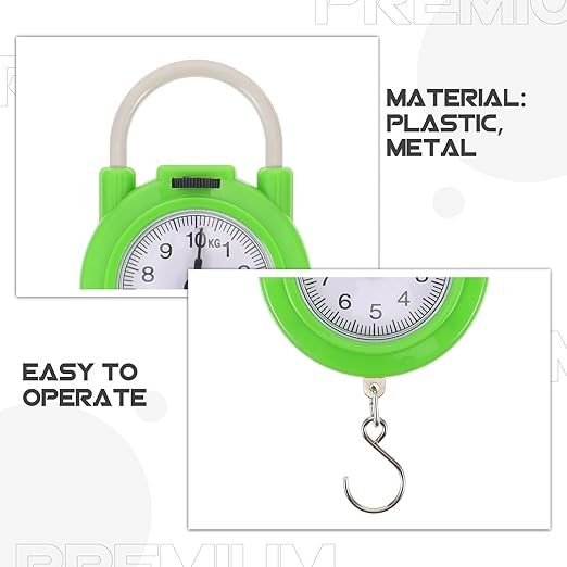 Portable Travel Suitcase Weight Scale with Hook, High-Precision Small Manual Spring Luggage Scale for Hand Luggage, Fluorescent Green