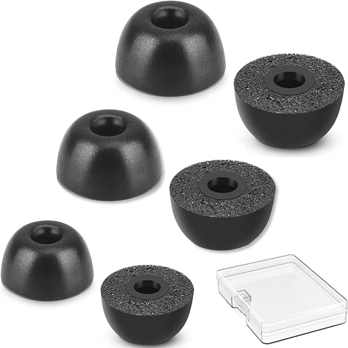 Memory Foam Earbud Tips，Replacement Earbud Tips Ear Bud Replacement Tip Memory Foam Ear Tips IEM Ear Tips Earbud Replacement Tips for 4.0mm Connect Hole Most in-Ear Headphones (S/M/L Total 3 Pairs)