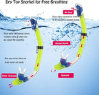 Kids Mask Fins Snorkel Set Snorkeling Packages, with Diving Mask, Snorkel, Adjustable Swim Fins, Mesh Bag, Anti-Fog Anti-Leak Snorkeling Gear for Kids for Snorkeling Swimming Diving