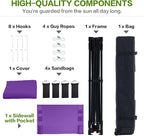 10'x10' Pop Up Canopy Tent with 1 Sidewall and 6 Pockets, One Push Setup, Instant Shade Tent with Vented Roof for Beach Patio Outdoor, Case, 8 Stakes, 4 Ropes, 4 Sandbags (Purple, 10x10)