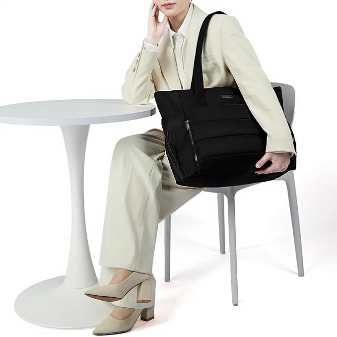 NISHEL Travel Puffy Tote Bag For Women, Ultra-Lightweight Large Tote Purse For Office Day And a Short Weekend Getaway